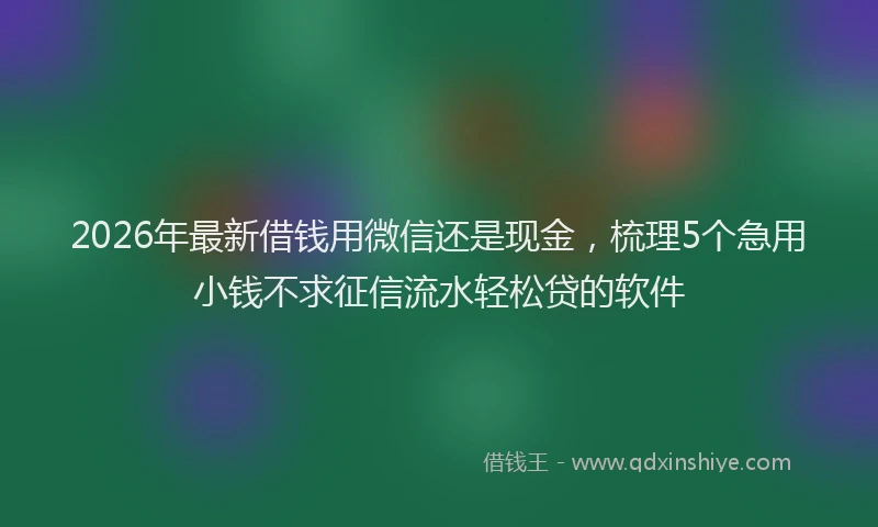 2026年最新借钱用微信还是现金，梳理5个急用小钱不求征信流水轻松贷的软件