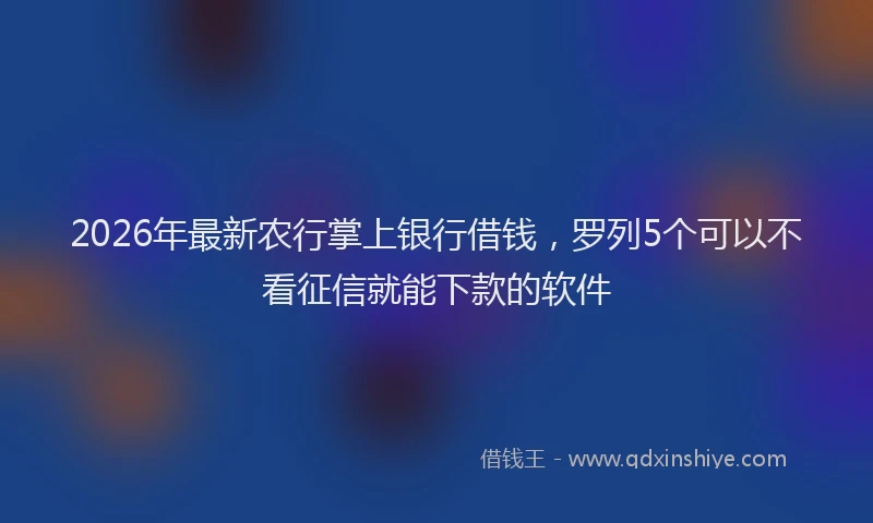 2026年最新农行掌上银行借钱,罗列5个可以不看征信就能下款的软件