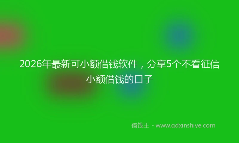 2026年最新可小额借钱软件，分享5个不看征信小额借钱的口子