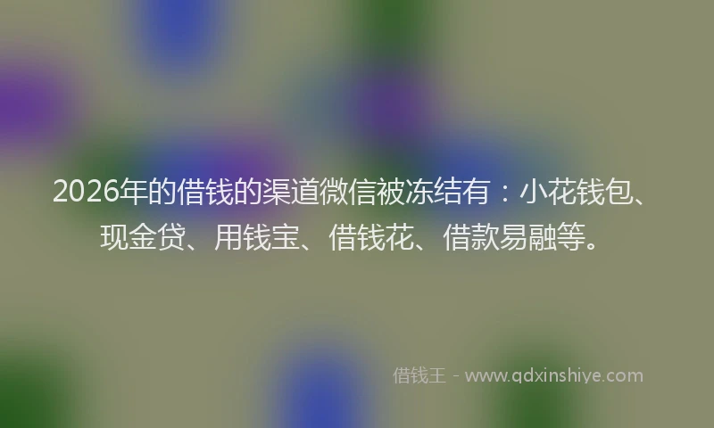 2026年的借钱的渠道微信被冻结有：小花钱包、现金贷、用钱宝、借钱花、借款易融等。