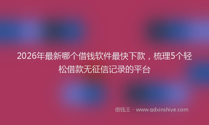2026年最新哪个借钱软件最快下款，梳理5个轻松借款无征信记录的平台
