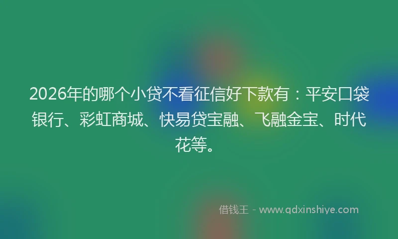 2026年的哪个小贷不看征信好下款有:平安口袋银行、彩虹商城、快易贷宝融、飞融金宝、时代花等。