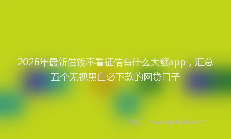 2026年最新借钱不看征信有什么大额app，汇总五个无视黑白必下款的网贷口子