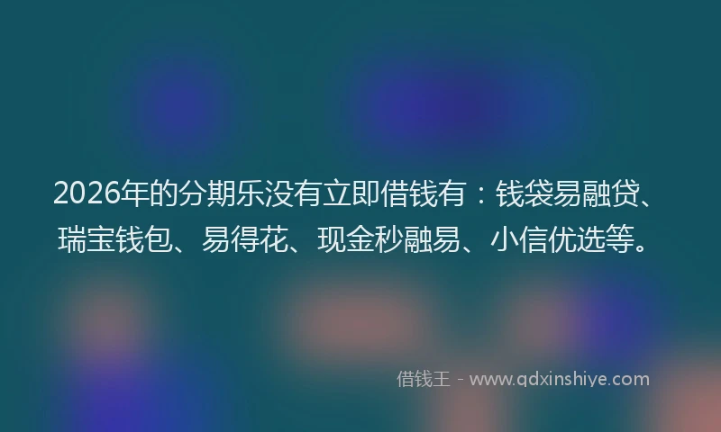 2026年的分期乐没有立即借钱有：钱袋易融贷、瑞宝钱包、易得花、现金秒融易、小信优选等。