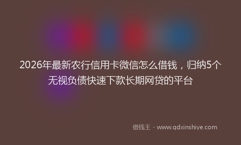 2026年最新农行信用卡微信怎么借钱，归纳5个无视负债快速下款长期网贷的平台