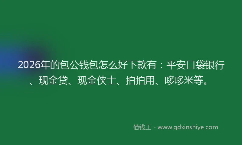 2026年的包公钱包怎么好下款有：平安口袋银行、现金贷、现金侠士、拍拍用、哆哆米等。