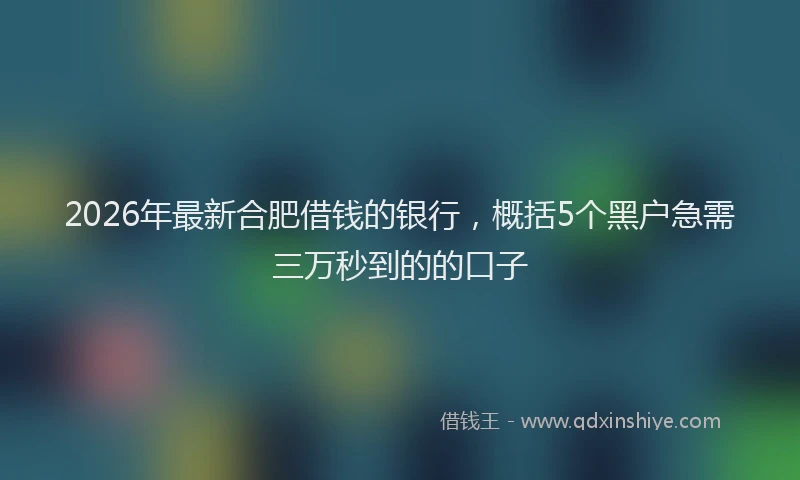2026年最新合肥借钱的银行,概括5个黑户急需三万秒到的的口子