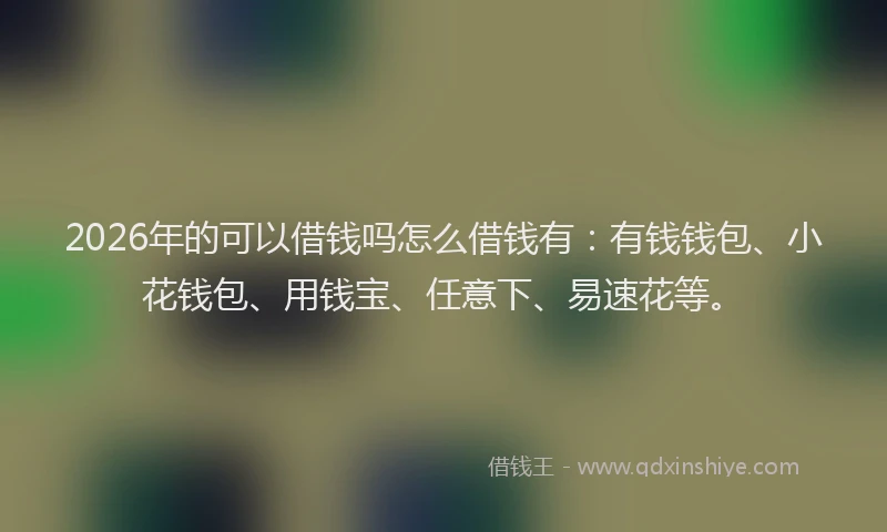 2026年的可以借钱吗怎么借钱有：有钱钱包、小花钱包、用钱宝、任意下、易速花等。