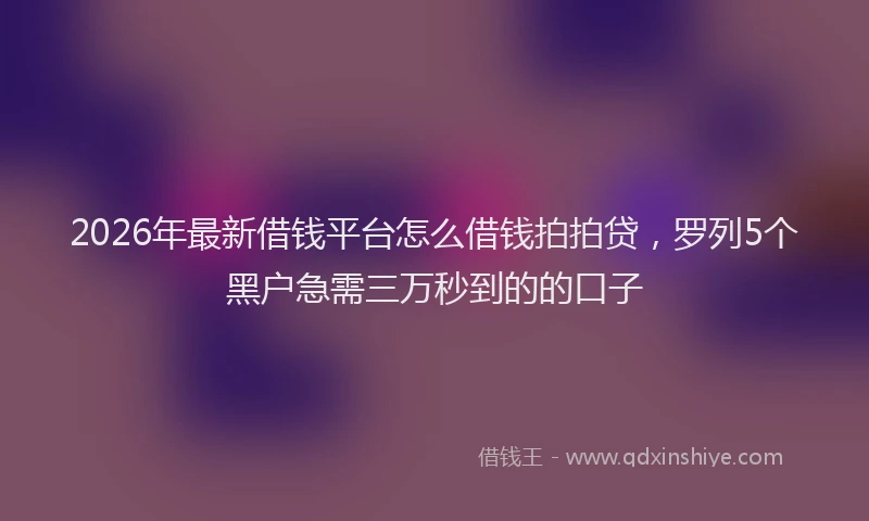 2026年最新借钱平台怎么借钱拍拍贷，罗列5个黑户急需三万秒到的的口子