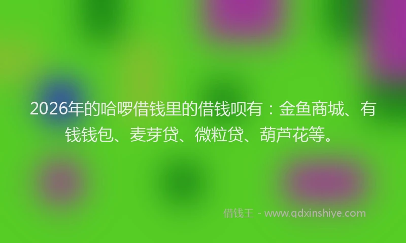 2026年的哈啰借钱里的借钱呗有:金鱼商城、有钱钱包、麦芽贷、微粒贷、葫芦花等。