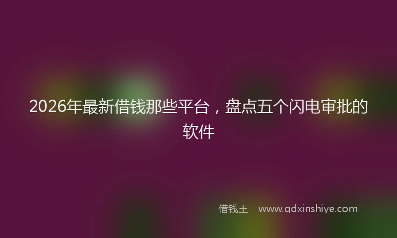 2026年最新借钱那些平台，盘点五个闪电审批的软件