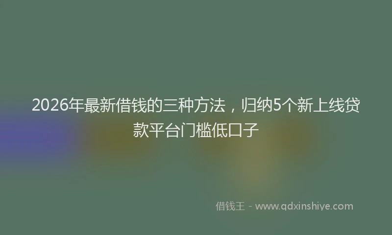 2026年最新借钱的三种方法，归纳5个新上线贷款平台门槛低口子