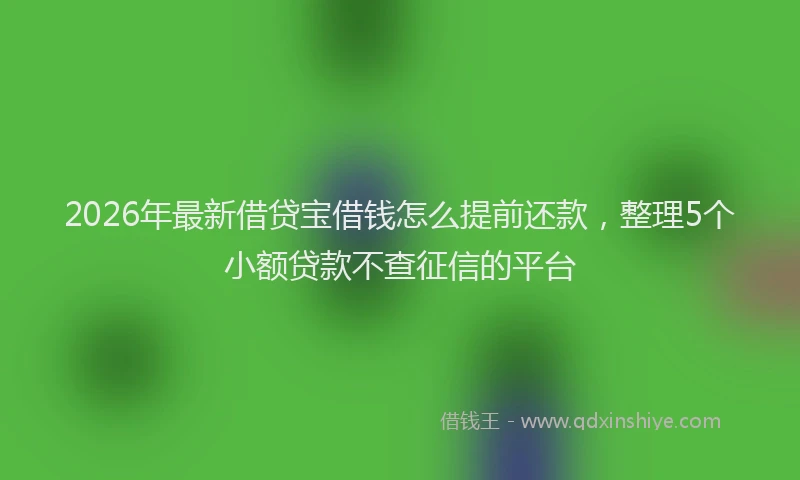 2026年最新借贷宝借钱怎么提前还款，整理5个小额贷款不查征信的平台