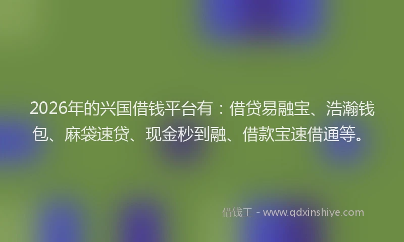 2026年的兴国借钱平台有：借贷易融宝、浩瀚钱包、麻袋速贷、现金秒到融、借款宝速借通等。