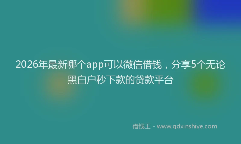 2026年最新哪个app可以微信借钱，分享5个无论黑白户秒下款的贷款平台