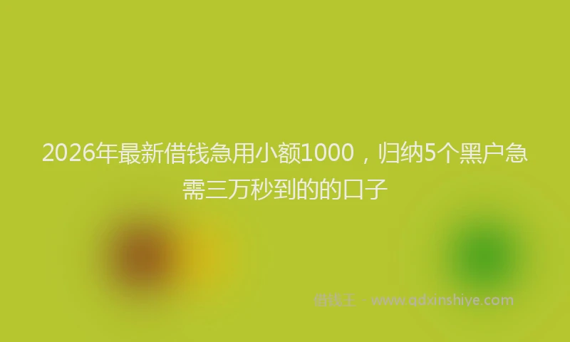 2026年最新借钱急用小额1000，归纳5个黑户急需三万秒到的的口子
