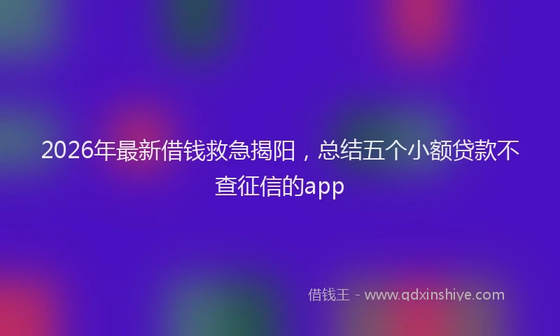 2026年最新借钱救急揭阳，总结五个小额贷款不查征信的app