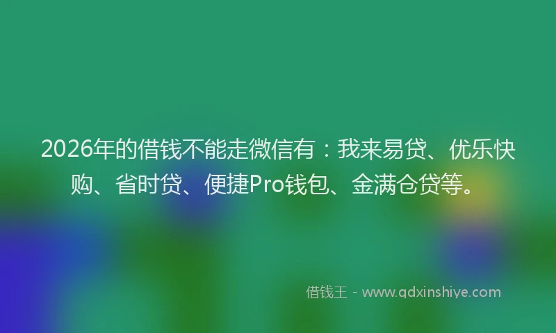 2026年的借钱不能走微信有：我来易贷、优乐快购、省时贷、便捷Pro钱包、金满仓贷等。