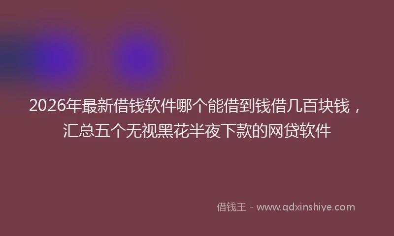 2026年最新借钱软件哪个能借到钱借几百块钱，汇总五个无视黑花半夜下款的网贷软件