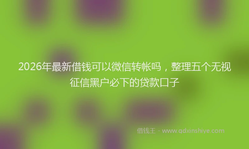 2026年最新借钱可以微信转帐吗，整理五个无视征信黑户必下的贷款口子