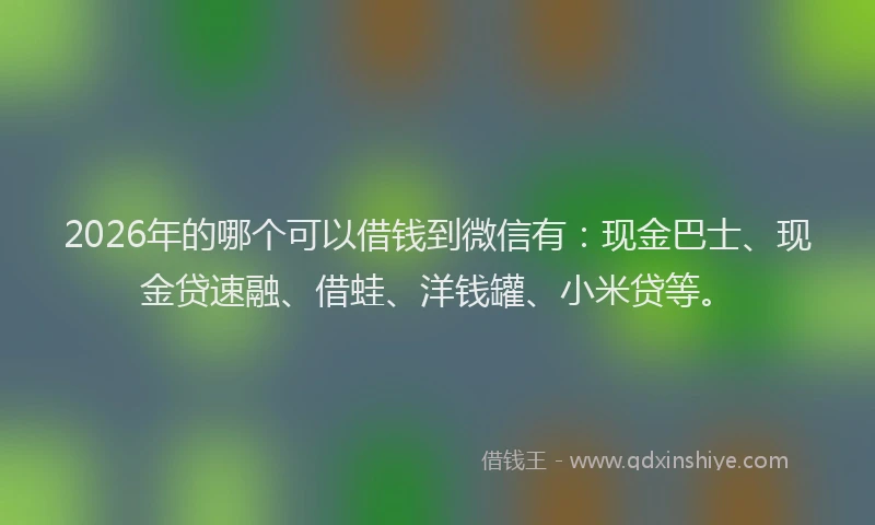 2026年的哪个可以借钱到微信有：现金巴士、现金贷速融、借蛙、洋钱罐、小米贷等。
