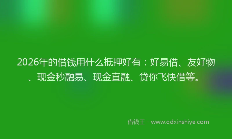 2026年的借钱用什么抵押好有:好易借、友好物、现金秒融易、现金直融、贷你飞快借等。