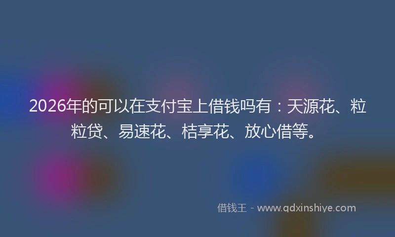 2026年的可以在支付宝上借钱吗有：天源花、粒粒贷、易速花、桔享花、放心借等。