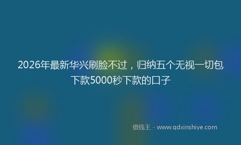 2026年最新华兴刷脸不过，归纳五个无视一切包下款5000秒下款的口子