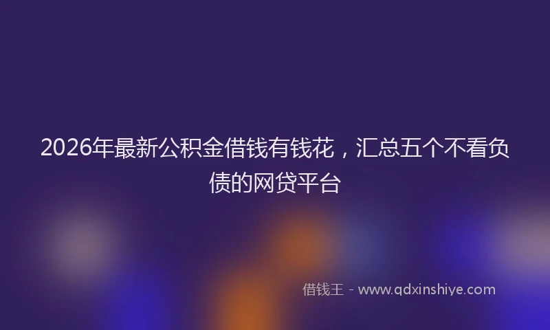 2026年最新公积金借钱有钱花，汇总五个不看负债的网贷平台