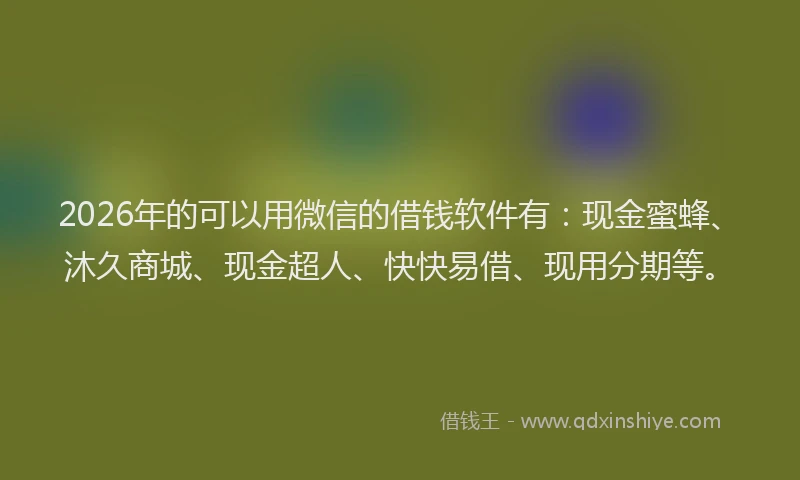 2026年的可以用微信的借钱软件有：现金蜜蜂、沐久商城、现金超人、快快易借、现用分期等。
