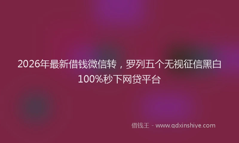 2026年最新借钱微信转，罗列五个无视征信黑白100%秒下网贷平台