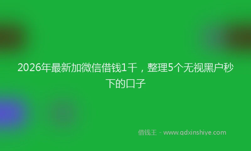 2026年最新加微信借钱1千，整理5个无视黑户秒下的口子