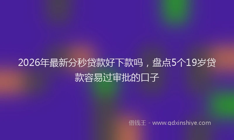 2026年最新分秒贷款好下款吗，盘点5个19岁贷款容易过审批的口子