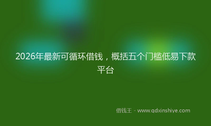 2026年最新可循环借钱，概括五个门槛低易下款平台