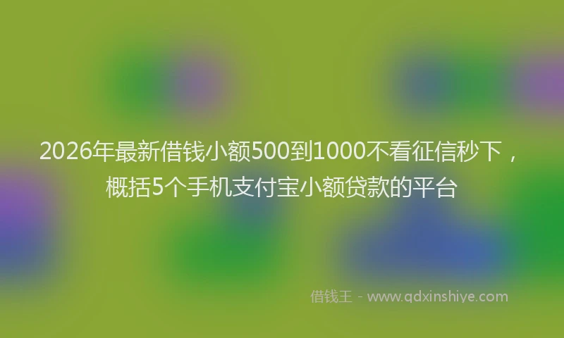 2026年最新借钱小额500到1000不看征信秒下，概括5个手机支付宝小额贷款的平台