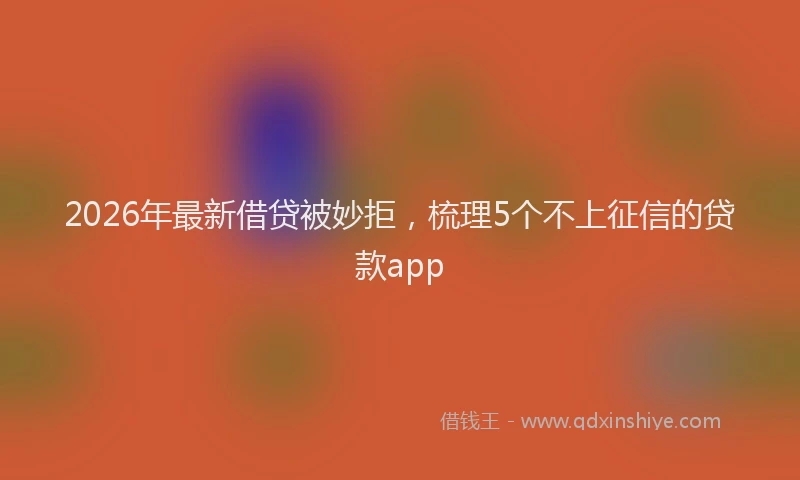 2026年最新借贷被妙拒，梳理5个不上征信的贷款app