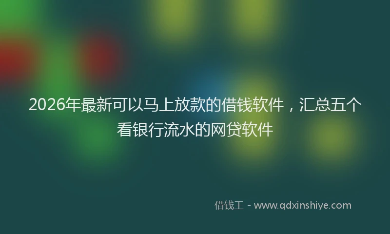 2026年最新可以马上放款的借钱软件，汇总五个看银行流水的网贷软件