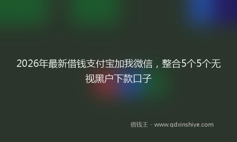 2026年最新借钱支付宝加我微信，整合5个5个无视黑户下款口子