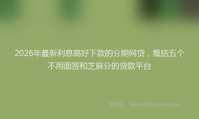 2026年最新利息高好下款的分期网贷,概括五个不用面签和芝麻分的贷款平台