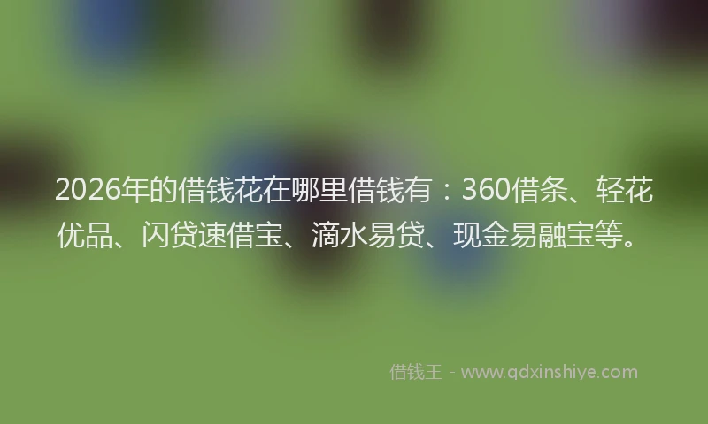 2026年的借钱花在哪里借钱有：360借条、轻花优品、闪贷速借宝、滴水易贷、现金易融宝等。