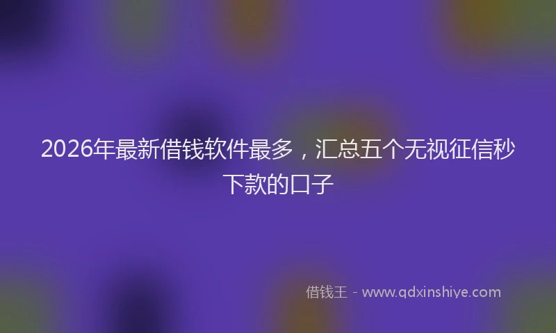 2026年最新借钱软件最多，汇总五个无视征信秒下款的口子