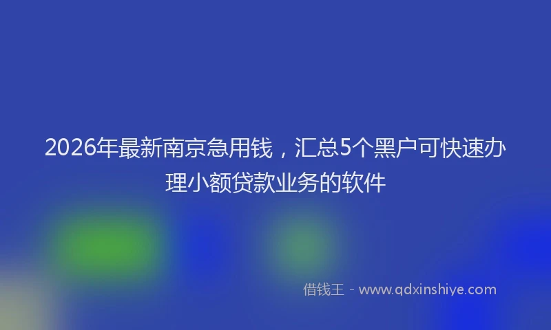 2026年最新南京急用钱，汇总5个黑户可快速办理小额贷款业务的软件