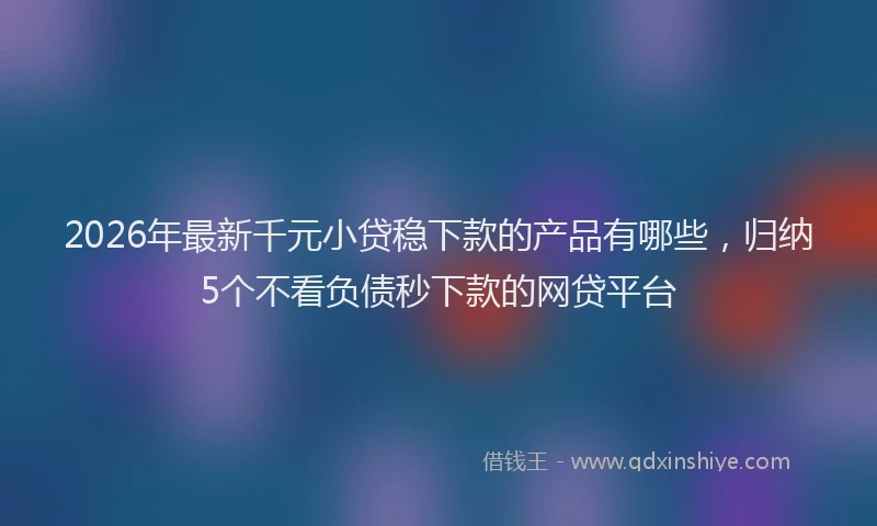 2026年最新千元小贷稳下款的产品有哪些,归纳5个不看负债秒下款的网贷平台