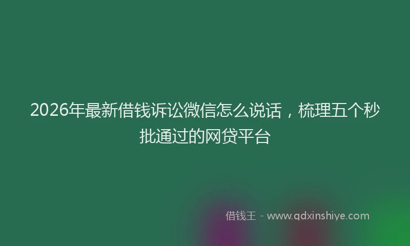 2026年最新借钱诉讼微信怎么说话，梳理五个秒批通过的网贷平台