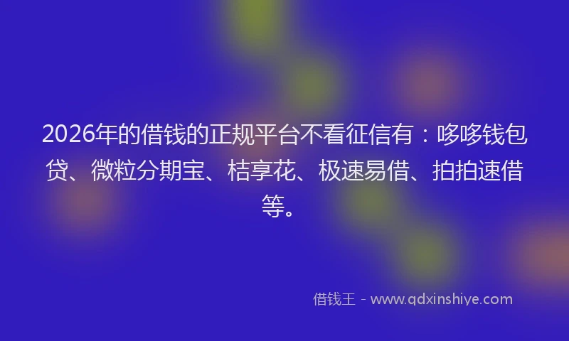 2026年的借钱的正规平台不看征信有：哆哆钱包贷、微粒分期宝、桔享花、极速易借、拍拍速借等。