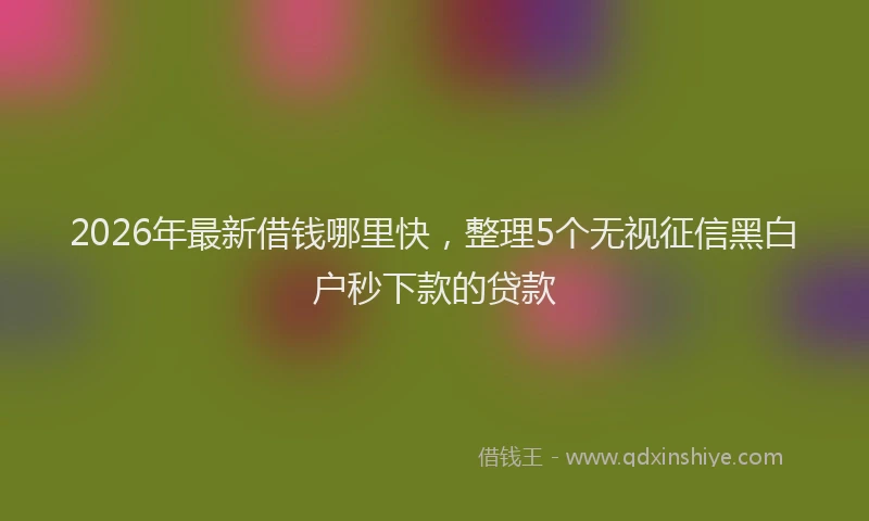 2026年最新借钱哪里快，整理5个无视征信黑白户秒下款的贷款