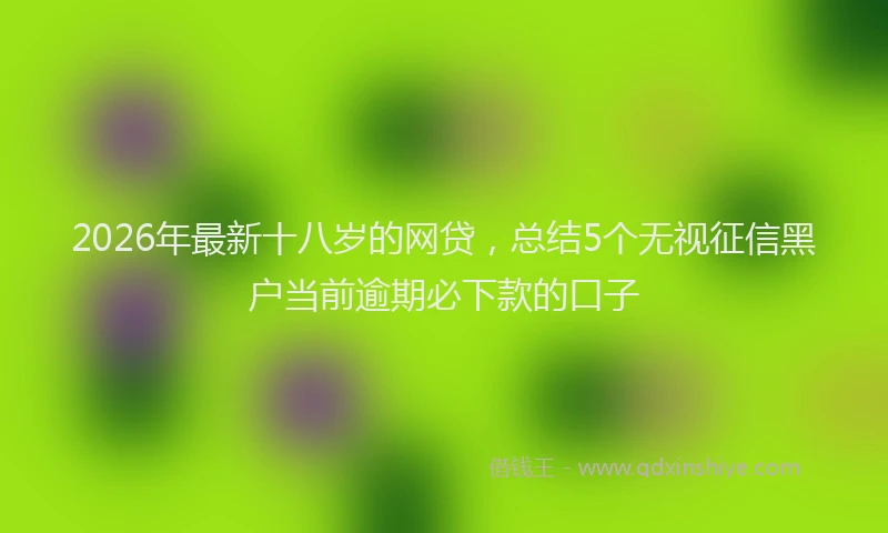 2026年最新十八岁的网贷，总结5个无视征信黑户当前逾期必下款的口子