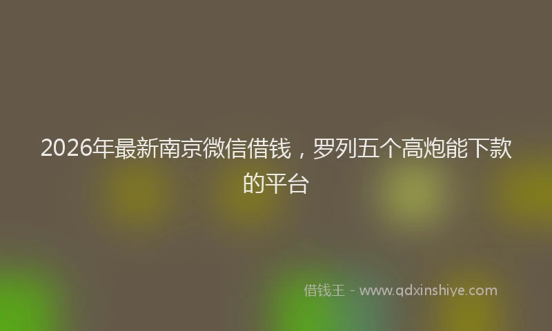 2026年最新南京微信借钱,罗列五个高炮能下款的平台