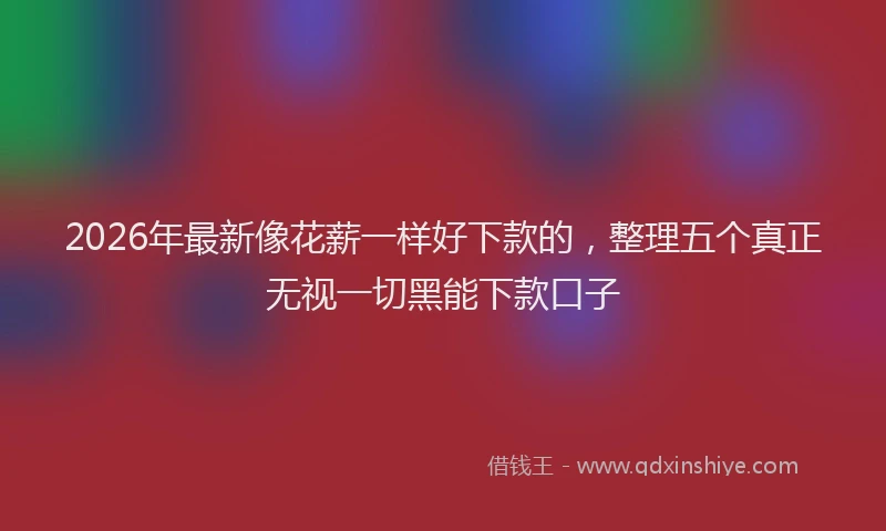 2026年最新像花薪一样好下款的，整理五个真正无视一切黑能下款口子