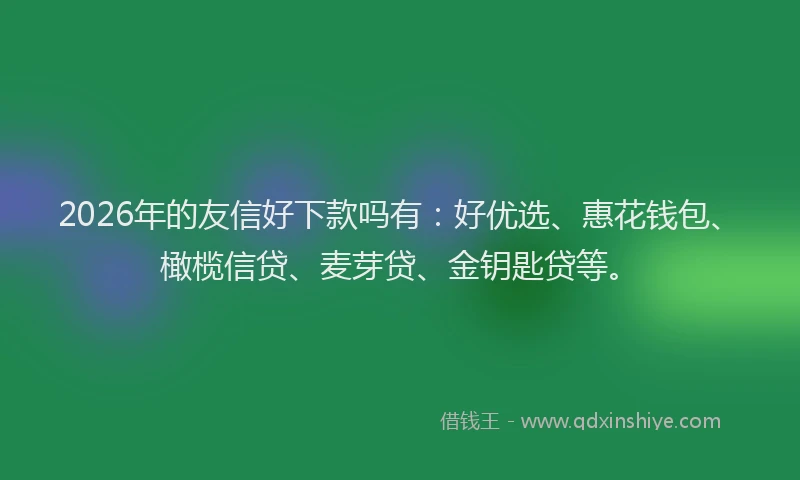 2026年的友信好下款吗有：好优选、惠花钱包、橄榄信贷、麦芽贷、金钥匙贷等。